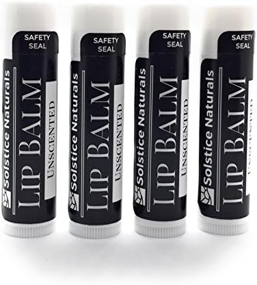 Natural Unscented and Unflavored Lip Balm - Therapeutic and Moisturizing for Dry and Chapped Lips - Made with Beeswax Cocoa Butter Shea Butter Aloe Vera - Great for Women Men & Kids (Pack of 4)
