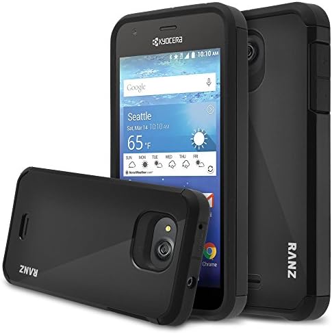 Kyocera Hydro Air, Kyocera Hydro Wave Case, RANZ Black Hard Impact Dual Layer Shockproof Bumper Case For Kyocera Hydro Wave C6740