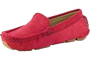 PPXID Girls Boys Suede Leather Slip-on Loafers Casual Boat Shoes Dress Shoes Oxford Flats