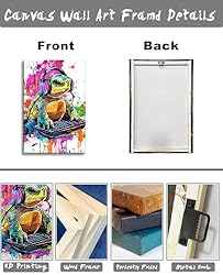 Large Sea turtle Canvas Art Wall Decor Framed Funny