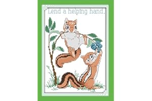 Maydear Cross Stitch Kits Stamped Full Range of Embroidery Starter Kits for Beginners DIY 11CT 3 Strands - Help Each Other 10.6×15.4（inch）