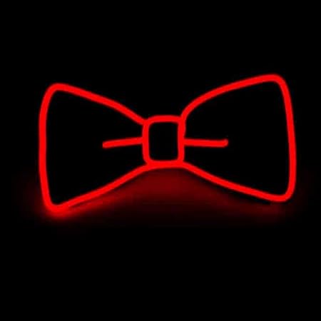 Glaray Leuchtend Krawatte Neuheit Einstellbar EL Draht LED Aufhellen Leuchtende Fliege (Rot)