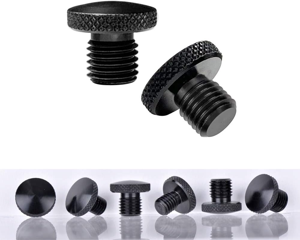 evermotor Motorcycle Mirror Blanking Plugs Bolts M10 for Motorbike CNC Aluminum 10mm Mirror Blanks Black Screw Clockwise Thread x1 +Reverse Thread x1