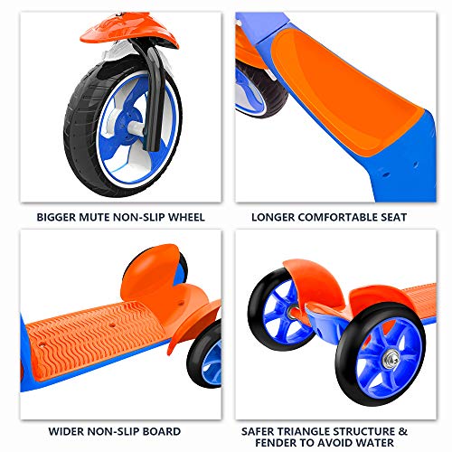 Verkstar Kick Scooter for Kids Toddlers Girls Boys, 2 in 1 Kids Scooter with Handbrake, Adjustable Handle, Extra-Wide Deck, The Latest Outdoor Toys for Kids Activities (Orange & Blue)