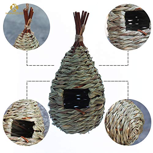 Kimdio Hummingbird Birdhouse for Outside Hanging, Grass Hand Woven Bird Nest, Natural Bird Hut for Outdoor - Drop - Thumbnail 4