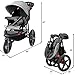 Costzon Baby Jogger Stroller, All Terrain Lightweight Fitness Jogging Stroller w/Parental Cup Phone Holder, Free Tractive Webbing, Large Storage Basket (Gray)