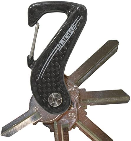 Carbon Fiber Key Holder plus Titanium Bottle Opener MultiTool Combo Pack • Compact and Smart Key Chain Organizer with Built-in Carabiner (White with TiO)