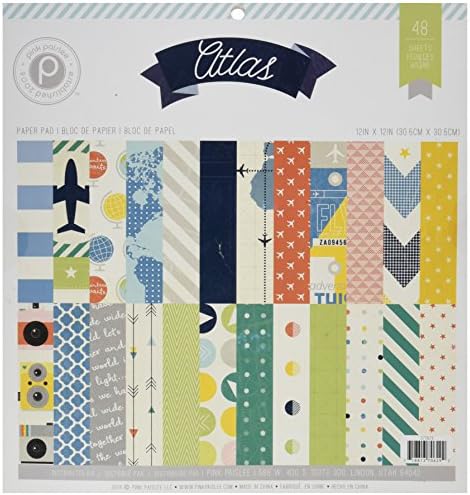 American Crafts 48 Sheet Pink Paislee Atlas Paper Pad, 12" by 12"