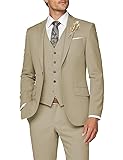 Wangyue Mens 3 Piece Suit Khaki Suits for Men