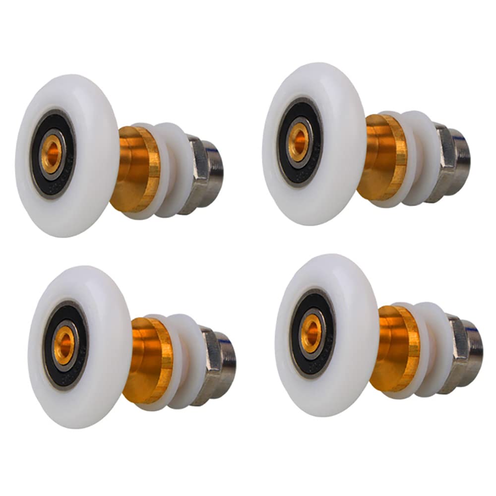 ANCLLO 4 Pack Shower Door Roller Runners Diameter 27mm for Bathroom Glass Sliding Door Bearing Rollers Glass Door Rollers Replacement