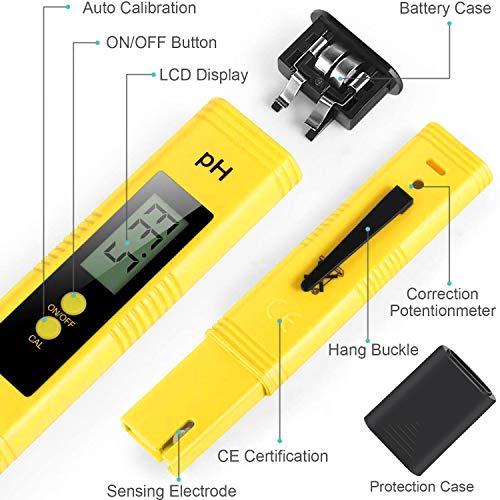 KWODE Digital PH Meter,Water Quality Tester Pen with 0-14 PH Measurement Range ATC 0.01 PH High Accuracy for Household Drinking, Pool and Aquarium Water