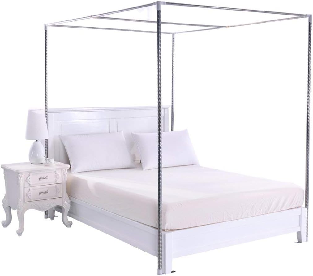 DUXY Mosquito Netting Bracket Four Corner Bed, 4 Corner Stainless Steel Bedding Canopy Frame Post Fit for Twin/Full/Queen/California King/King Size Metal Bed,Full,25mm