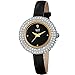 Burgi Women's BUR195 Swarovski Crystal & Diamond Accented Watch - Comfortable Leather Strap in A Gift Box (Yellow Gold & Black)