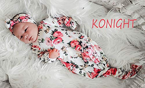 Newborn Baby Floral Sleeping Gown Swaddle Sack Coming Home Sleepwear Romper Sleeping Bags Outfit (White, 0-18 Months)
