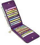 YALUXE Women's RFID Blocking Genuine Leather Multi Card Organizer Wallet with Zipper Pocket RFID Blocking Purple