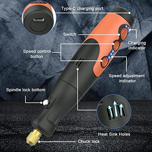 Vastar Cordless Rotary Tool Kit 3.7V 2.0Ah TypeC Fast Charge 3Speed