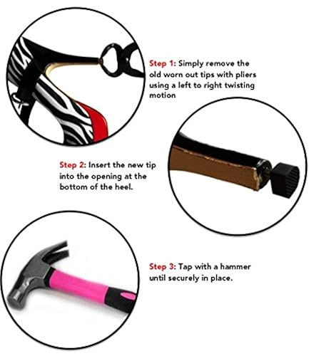 Stiletto High Heel Replacement Tips - 1 Pair Of U-Shape Dowel Tips For Shoe Repair