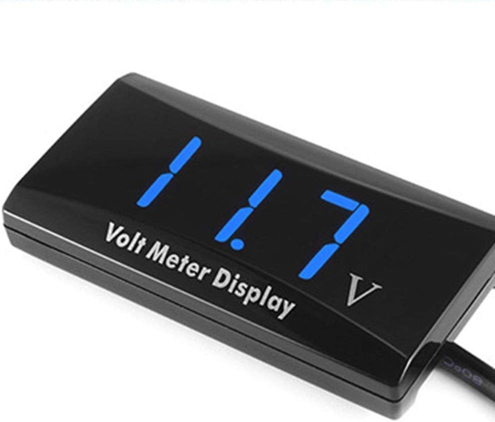 Goldoars Car Digital Voltmeter, Waterproof DC 12V LED Digital Display Voltmeter for Car Motorcycle Voltage Volt Meter Gauge (Blue LED)