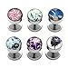 PiercingJ 12pcs 16G Stainless Steel Stud Barbell Earrings Fake Cheater Illusion Plug Gauge 0G Look