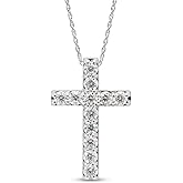 SAVEARTH DIAMONDS 1/2 Carat Round Cut Lab Created Moissanite Diamond Cross Pendant Necklace In 14K Gold Over Sterling Silver Jewelry For Women With 18" Chain(E-F Color, VVS1 Clarity, 0.50 Cttw)