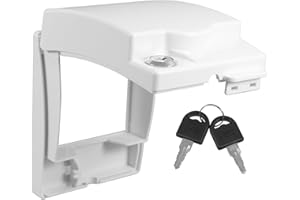 Lurrose Waterproof White Plastic Wall Socket Protector with Built-in Lock, Childproof Electrical Outlet