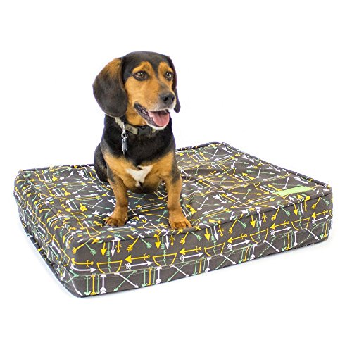 Dog Bed - Charcoal Arrows | Orthopedic Gel Memory Foam - Made in the USA | Durable 100% Cotton Canvas Cover | Waterproof Encasement | Machine Washable | Small, Medium & Large Dogs