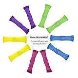 SENQIAO 5 Color Fidget Toy for Relaxing Sensory Therapy - Relieves Stress and Increase Focus for Adults and Children - Mesh and Marble Helps with ADHD ADD OCD Autism (Pack of 10)