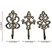 Shabby Chic Decorative Wall Hooks - Set of 3 - Cast Iron French Country Wall Decor - Farmhouse Hangers for Coats, Purses and More - Gold with Black