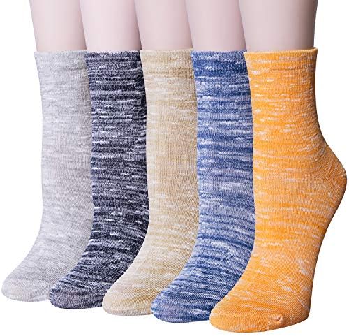 Pack of 5 Women Girls Fun Cats Cartoon Sweet Animal Pattern Cotton Crew Floor Socks