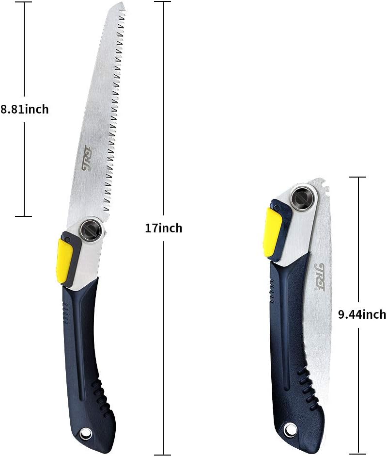 JRF Folding Hand Saw Heavy Duty Extra Long 9 Inch Blade Hand Pruning Saw,Shaped Sawtooth Blade with Durable SK-5 Steel for Bone, Dry Wood, Trimming Branches, Camping, Clearing Forest Trails, Hunting: Home Improvement
