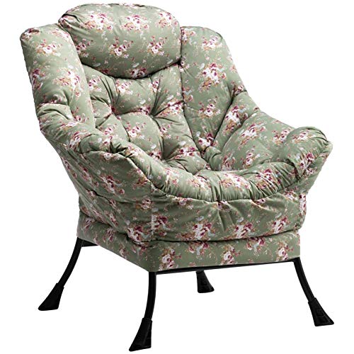 HollyHOME Armchair Accent Chair Lazy Chair Relax Lounge Chair with Armrests Modern Fabric Leisure Sofa Chair with Steel Frame, Flower, XL