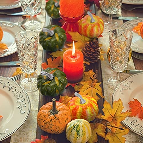 HAKACC Fake Pumpkins, 12 PCS Artificial Pumpkins Faux Foam Pumpkins Artificial Vegetables for Festival Thanksgiving Fall Harvest Home Decoration