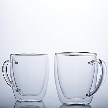 mit Löffel Kaffeetasse aus isolierten Glas hohe Borosilikat-Tasse