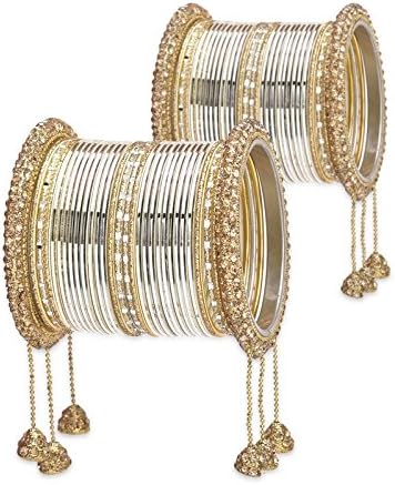 Jingling Jhoomar Glass Bangle Set- Cream Lacquer wedding bangles for women