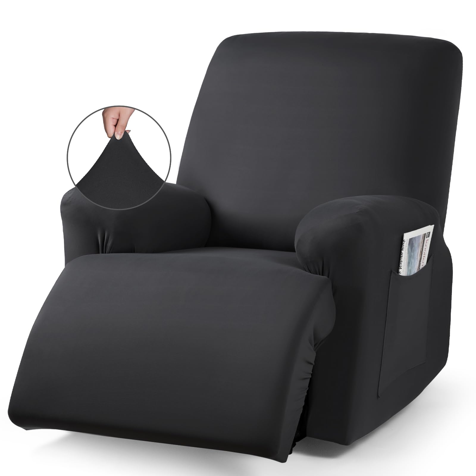 Photo 1 of TAOCOCO Recliner Chair Covers Stretch Recliner Covers for Recliner Chair, Polyester Reclining Chair Cover with Arms 3-Piece Soft, Durable and Skin-Friendly Furniture Protector (1 Seater, Black)