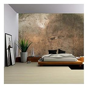 Texture of Old Rustic Wall Covered with Yellow Stucco - Removable Wall Mural | Self-Adhesive Large Wallpaper - 66x96 inches