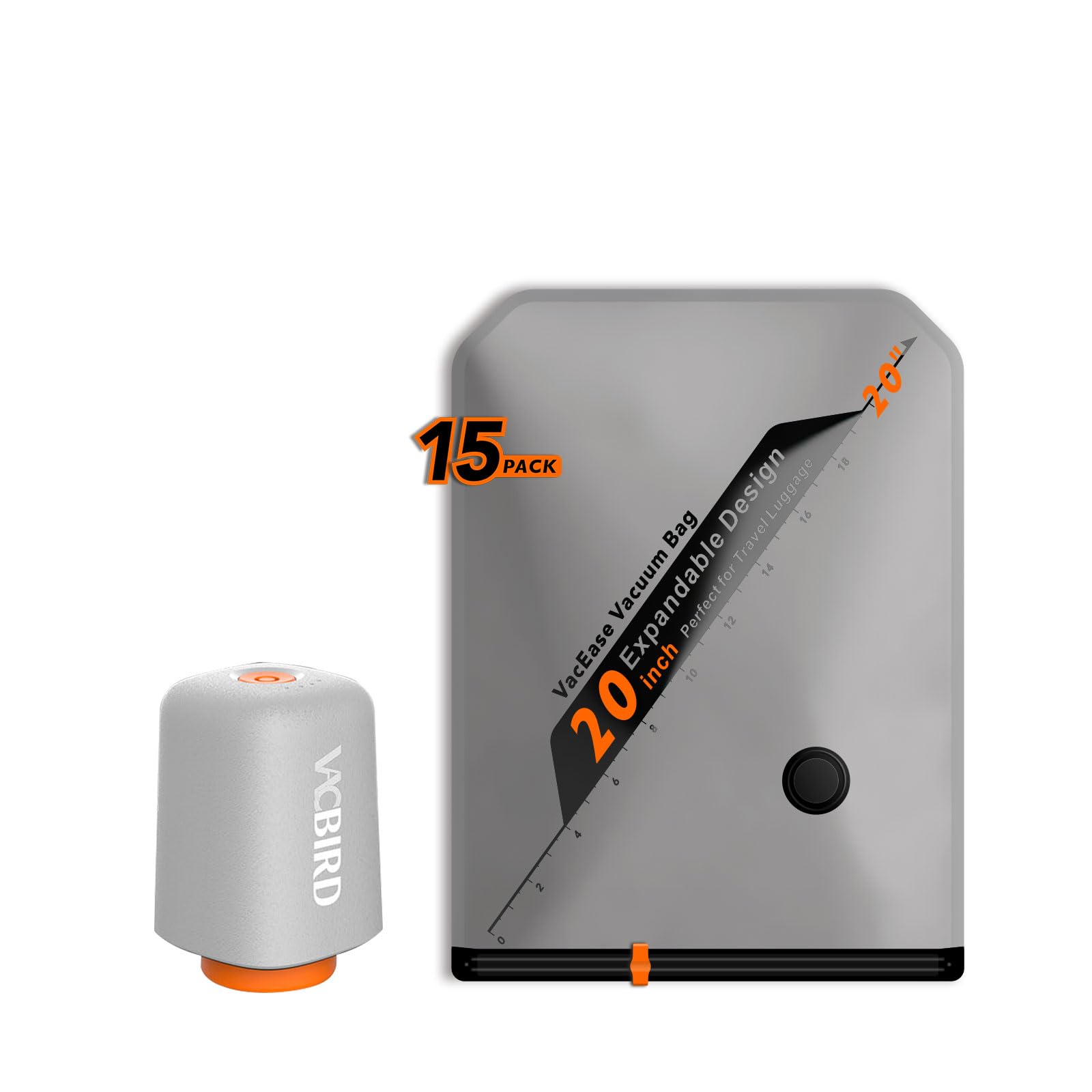 Photo 1 of Rechargeable Wireless Pump Travel Storage Bags Set - 15 Pack Small Size Vacuum Bags for Travel & Home, Space-Saving Compression Packing for Clothes, Suitcase Luggage