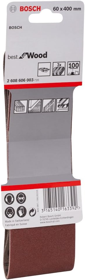 Bosch 3X PRO Paint on Wood and Hardwood X440 Sanding Belt for Sanders (for Paint on Wood Hardwood, 60 x 400 mm, Grit 100 - Image 3