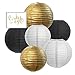 Andaz Press Hanging Paper Lantern Party Decor Trio Kit with Gold Party Sign, Gold, Black, White, 6-Pack, for New Year's Cheers Bitches Bachelorette Shower Decorations