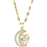 MIFYNN Gold Star Moon Necklace for Women Rhinestone Heart Pendant Necklaces Crescent Moon Necklace Chunky Gold Chain Necklaces for Women Jewelry Gift