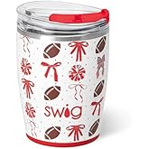 Swig Life 12oz Insulated Tumbler, Travel Coffee Tumbler with Lid, Cup Holder Friendly Travel Coffee Mug, Stainless Steel, 12 oz Reusable Insulated Coffee Mug (We've Got Spirit Red + Grey)