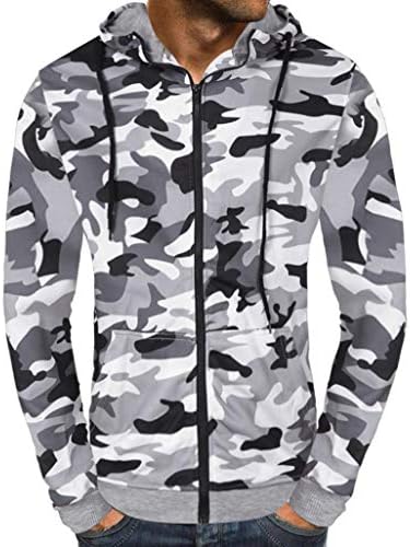 Men's Autumn Slim Fit Lightweight Camouflage Zip up Hoodie for Men Hooded Pullover Jacket Sweatshirt