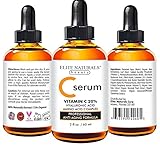Elite Naturals Vitamin C Serum 2 fl oz for Face with Hyaluronic Acid, 20% C + E - BEST ORGANIC Anti Aging Formula to Repair Sun Damage, Age Spots, Dark Circles, Wrinkles & Fine Lines
