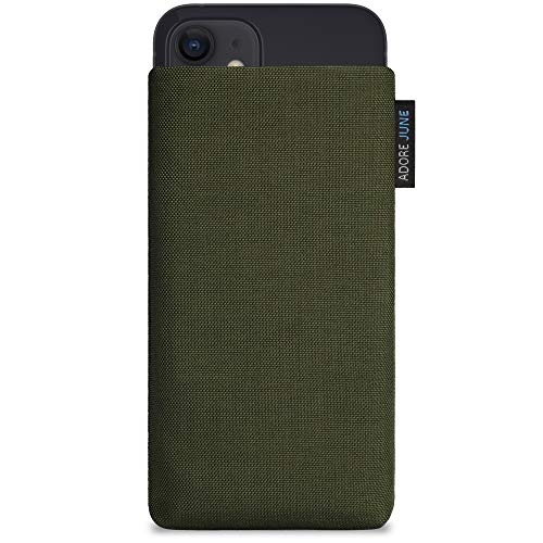 Adore June Classic Verde-Oliva Custodia Compatibile con iPhone 13 Mini/iPhone 12 Mini, Tessuto Resistente con Display di Pulizia Effetto