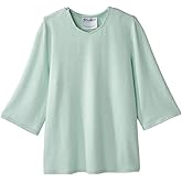 Women’s Open Back Adaptive Diamond Neck Top for Seniors - Super Soft 3/4 Long Sleeve Shirt