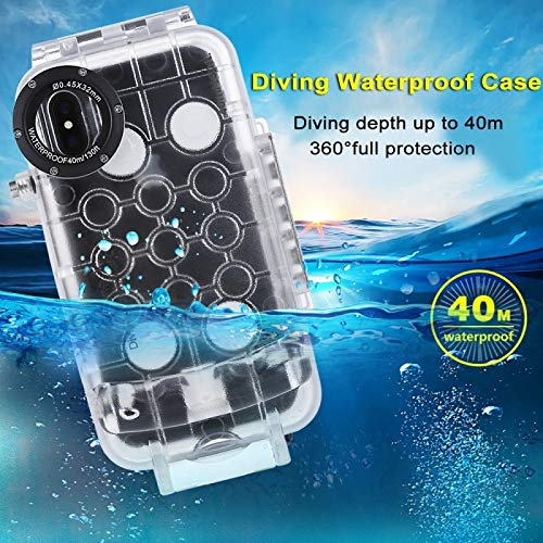 HAWELL iPhone X/XS Diving Case, Professional [40m/130ft] Surfing Swimming Snorkeling Photo Video Waterproof Protective Case Underwater Housing for iPhone with Lanyard (Transparent) - Thumbnail 5