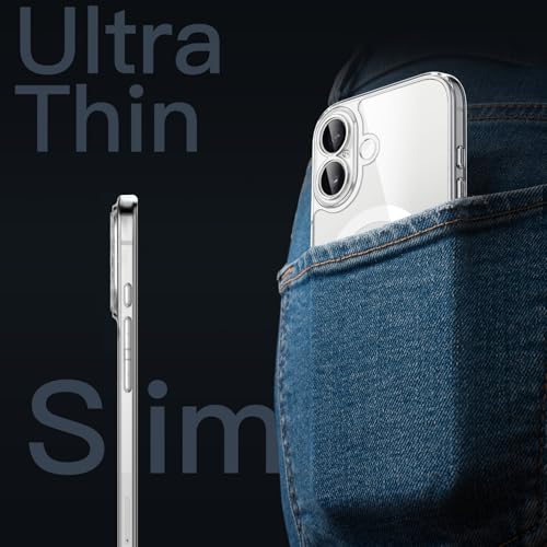 JETech Slim Magnetic Cover for iPhone 17 6.3 Inches Compatible with MagSafe, Full Protection for Camera Lens, Ultra Thin Lightweight Transparent Case (Transparent)