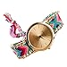 DAYAN Women Gold Dial Thread Knitted Alloy Chain Weaved Rope Band Bracelet Quartz Wrist Watch C