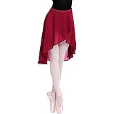 DanceDaily Women Semi-Sheer Dance Skirt Irregular Wrap Ballet Skirts Match Leotards in Summer