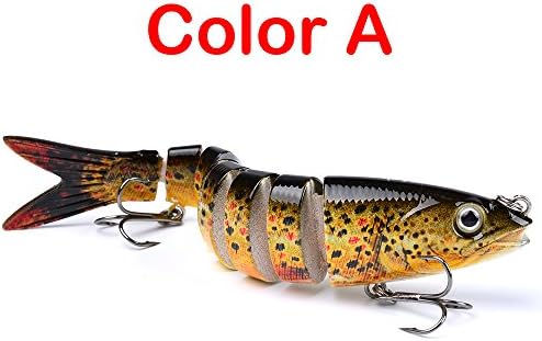 CampFENSE Fishing Lure Bait, 8-segment, 3D Eyes, Extra-Large, Tackle 6# High Carbon Steel Anchor Hook 4 Color Options 5.23Inch/0.67Oz